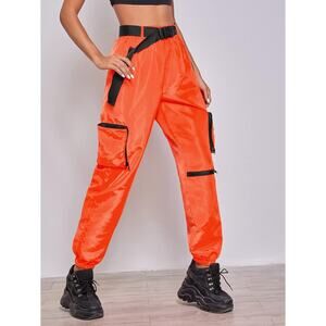 MakeMeChic Women's Casual  Mid Wasit  Cargo Pants Jogger Pants Size Medium